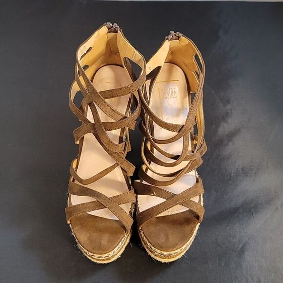 DESINE BY JACOBIES WEDGE MULTI-STRAPS OPEN TOE WOMEN"S SANDAL - Picture 2 of 12